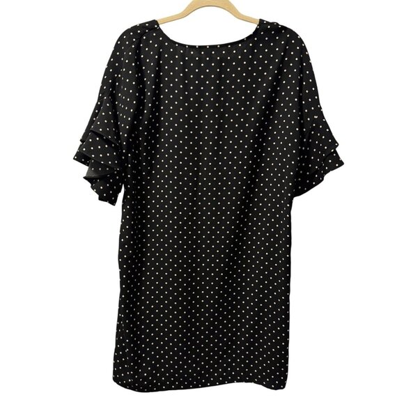 Banana Republic Black Polka Dot Dress With Ruffle Sleeves Womens Size 10 Dress - Picture 8 of 12